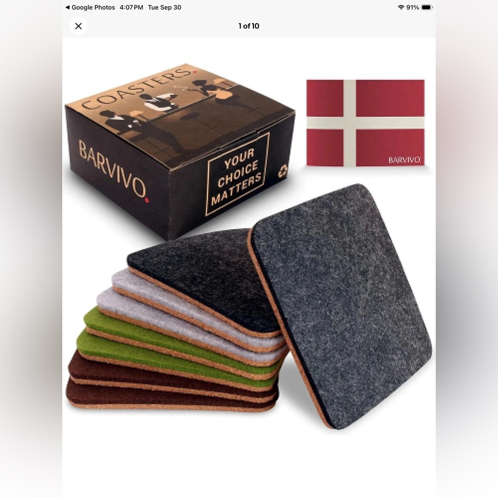 Barbivo Coasters for Drinks Absorbent Set of 8 - Perfect Classic Drink Coasters